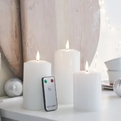 TruGlow® LED Kerzen Echtwachs Trio weiß mit Fernbedienung