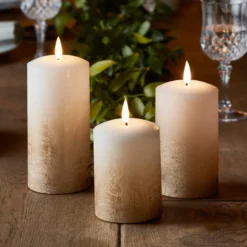 TruGlow® LED Kerzen Echtwachs Trio bronze ombré mit Fernbedienung