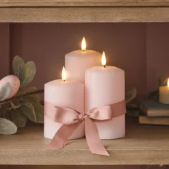 TruGlow® LED Kerzen Echtwachs Trio rosa mit Fernbedienung