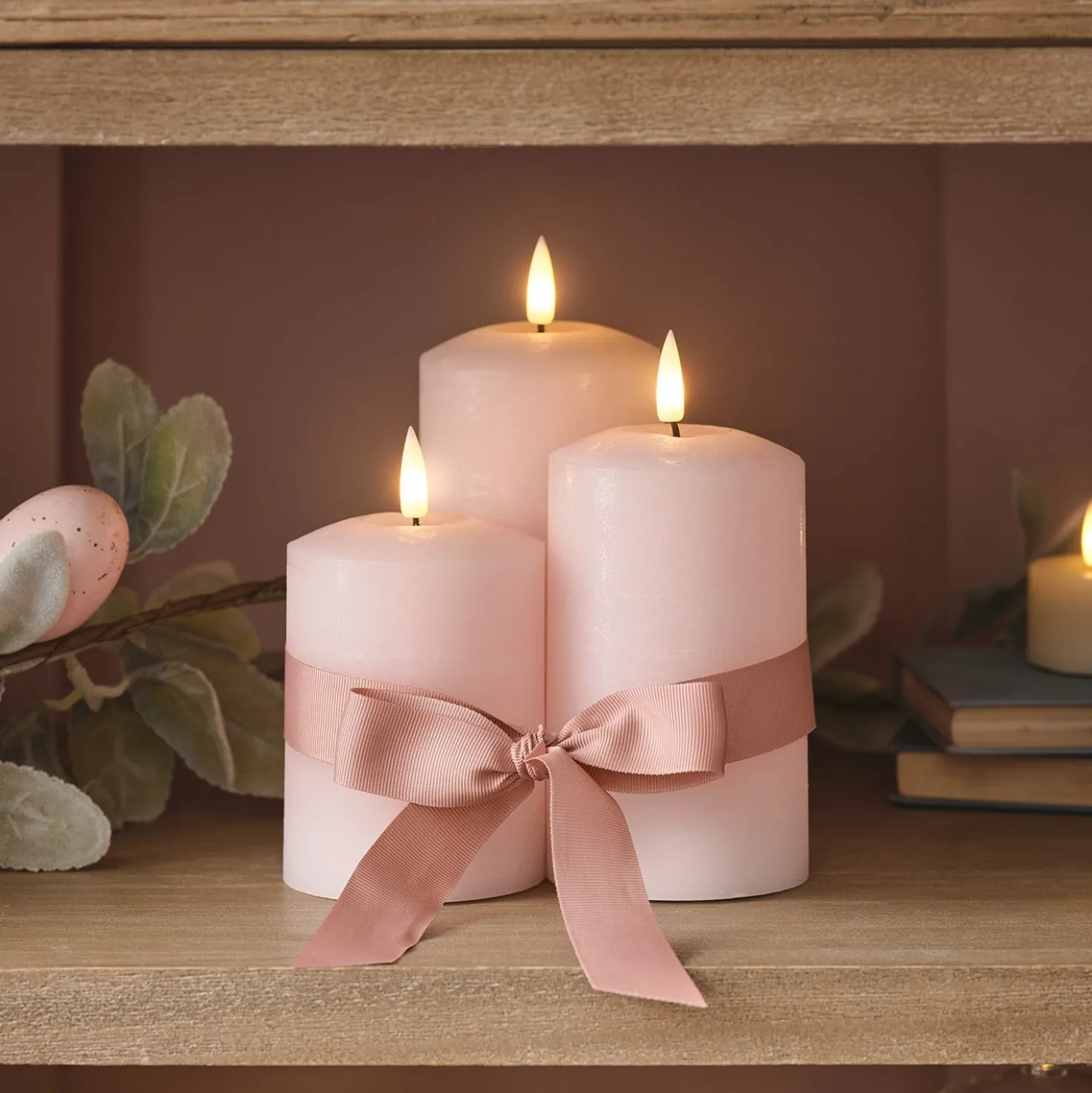 TruGlow® LED Kerzen Echtwachs Trio rosa mit Fernbedienung