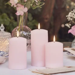 TruGlow® LED Kerzen Echtwachs Trio rosa mit Fernbedienung