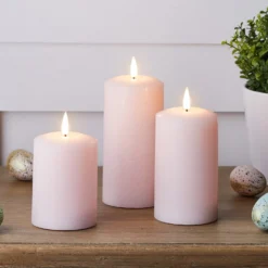 TruGlow® LED Kerzen Echtwachs Trio rosa mit Fernbedienung