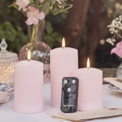 TruGlow® LED Kerzen Echtwachs Trio rosa mit Fernbedienung