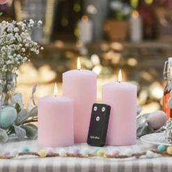 TruGlow® LED Kerzen Echtwachs Trio rosa mit Fernbedienung