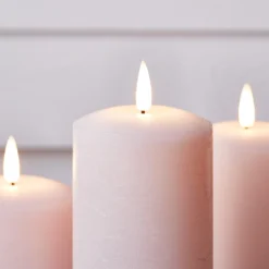 TruGlow® LED Kerzen Echtwachs Trio rosa mit Fernbedienung