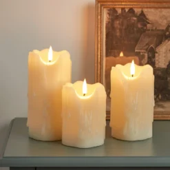 TruGlow® LED Kerzen Echtwachs Trio mit Tropf-Effekt