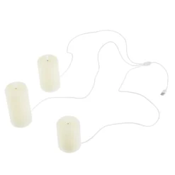 TruGlow® LED Kerzen Echtwachs Trio elfenbeinfarben wiederaufladbar