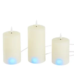 TruGlow® LED Kerzen Echtwachs Trio elfenbeinfarben wiederaufladbar