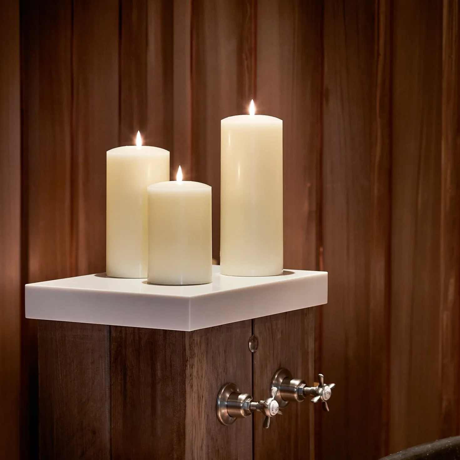 TruGlow® LED Stumpenkerzen Echtwachs Trio Ø 10cm
