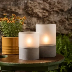 TruGlow® Solar Kerzen Windlichter Duo aus Glas