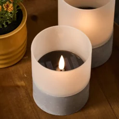 TruGlow® Solar Kerzen Windlichter Duo aus Glas