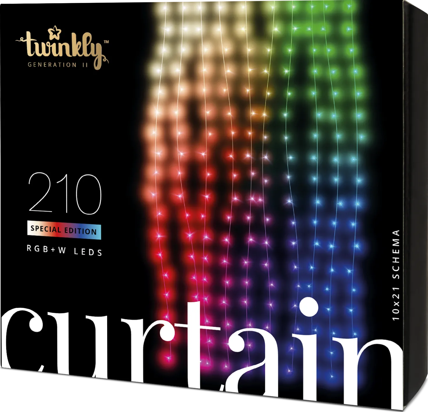 Twinkly 2,1m smarter Lichtervorhang Bunt und Weiß Edition mit 210 LEDs