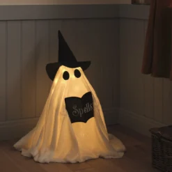 Wanda LED-Halloweenfigur Hexen-Geist für außen in Weiß