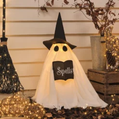 Wanda LED-Halloweenfigur Hexen-Geist für außen in Weiß
