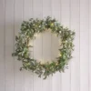 Weihnachtskranz und Weihnachtsgirlande Mistelzweige und Eukalyptus mit Beleuchtung